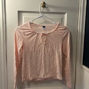 Girls Old Navy Ballet Pink Long Sleeve Tee Ribbon Detail